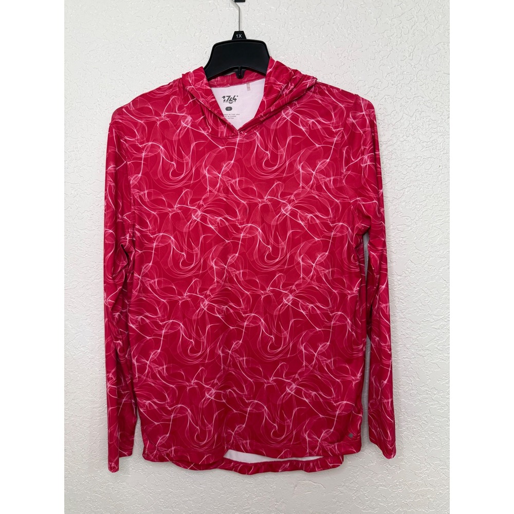 1764 Signature Mens Red White Abstract Smoke Swirl Performance Hoodie Medium
